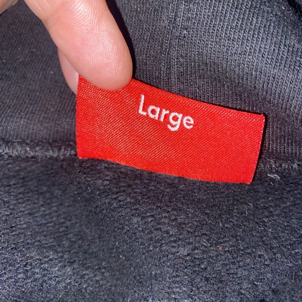 Supreme Black Hoodie Sleeve Logo Stripe Large Streetwear Pullover - Picture 10 of 12